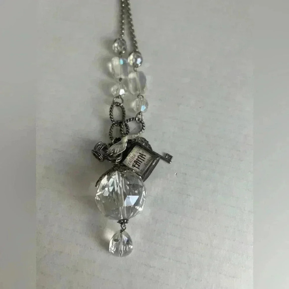 Faith Statement Necklace with Crystal Accents and Charms. - Picture 2 of 6